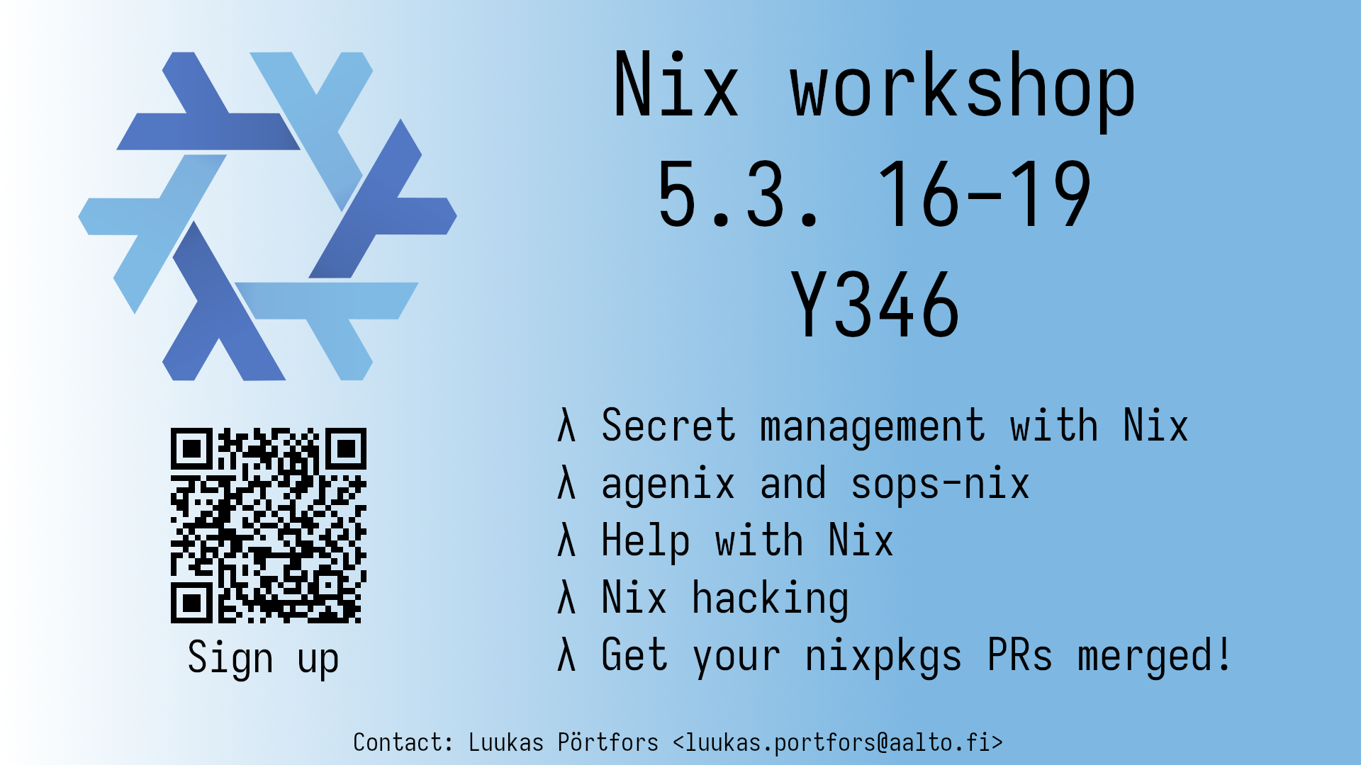 nix workshop advertisement