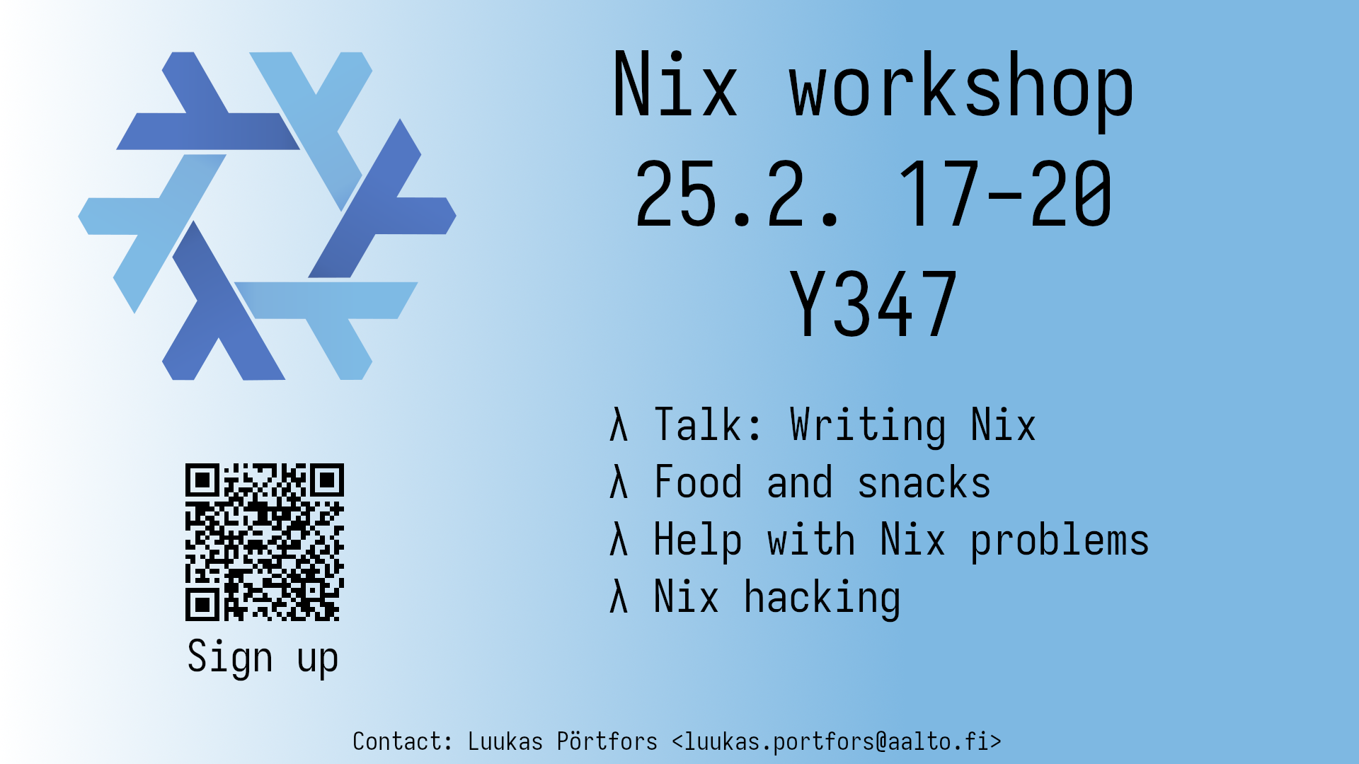 nix workshop advertisement